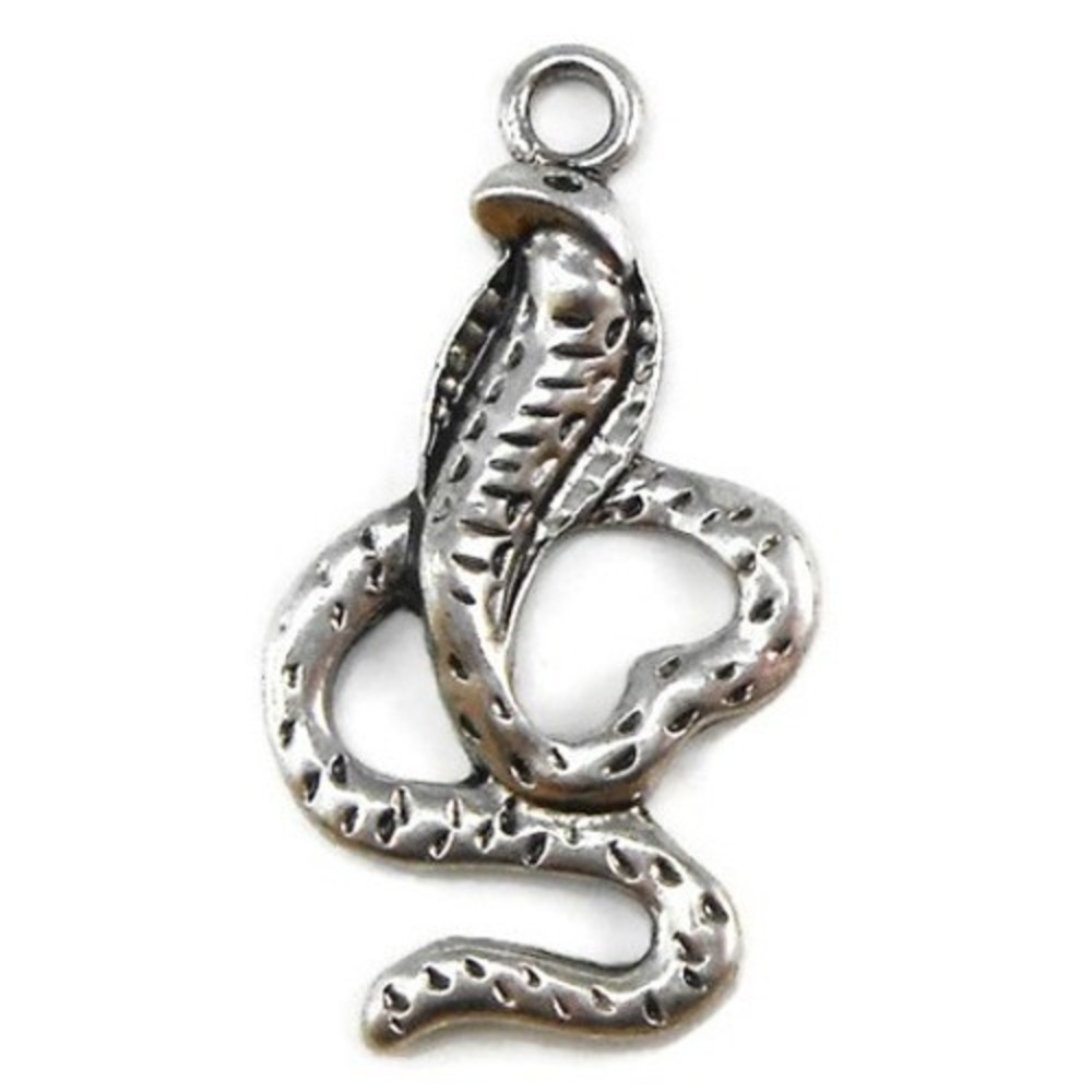 2pcs Cobra Snake Charms silver‎ tone for jewelry making